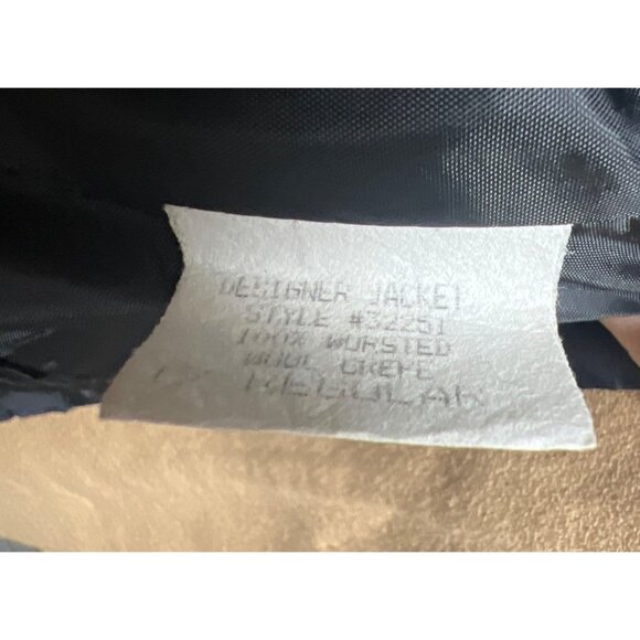 Progressive Image Vintage 80's Black and Tan Crepe Worsted Wool Blazer - Picture 9 of 9